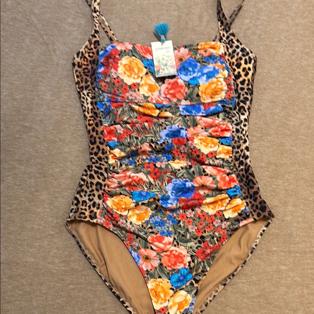 Johnny Was Multicolor Floral Swimsuit